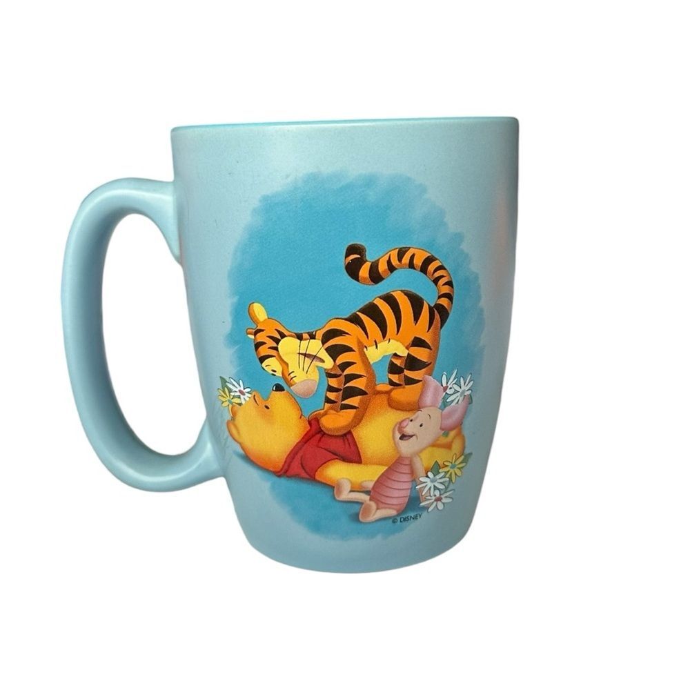 Disney Store Winnie the Pooh Tigger Piglet Blue Ceramic Mug Collectible - Picture 2 of 8
